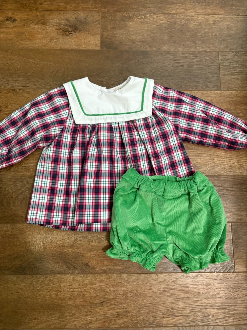 The Beaufort Bonnet Company Plaid & Green Corduroy Set 18-24M NWT